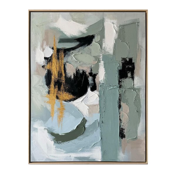 "Aura" Framed Abstract Wall Art Print Hand Painted 48 in. x 36 in.