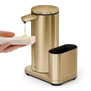 14 oz. Touch-Free Rechargeable Sensor Soap Pump with Caddy, Brass Steel