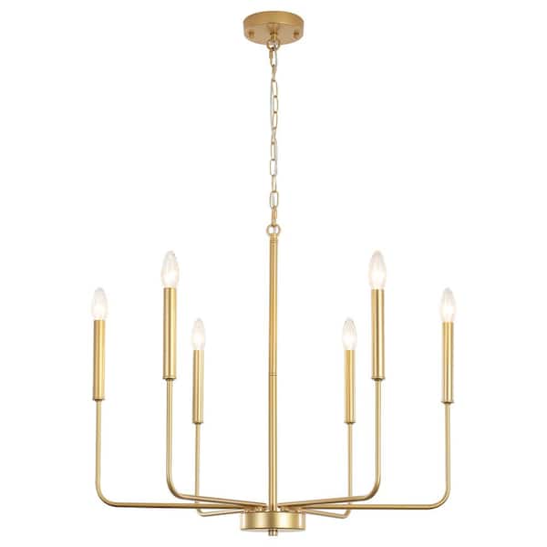 6-light Painted Gold Candlestick Chandelier for Kitchen with no bulbs included