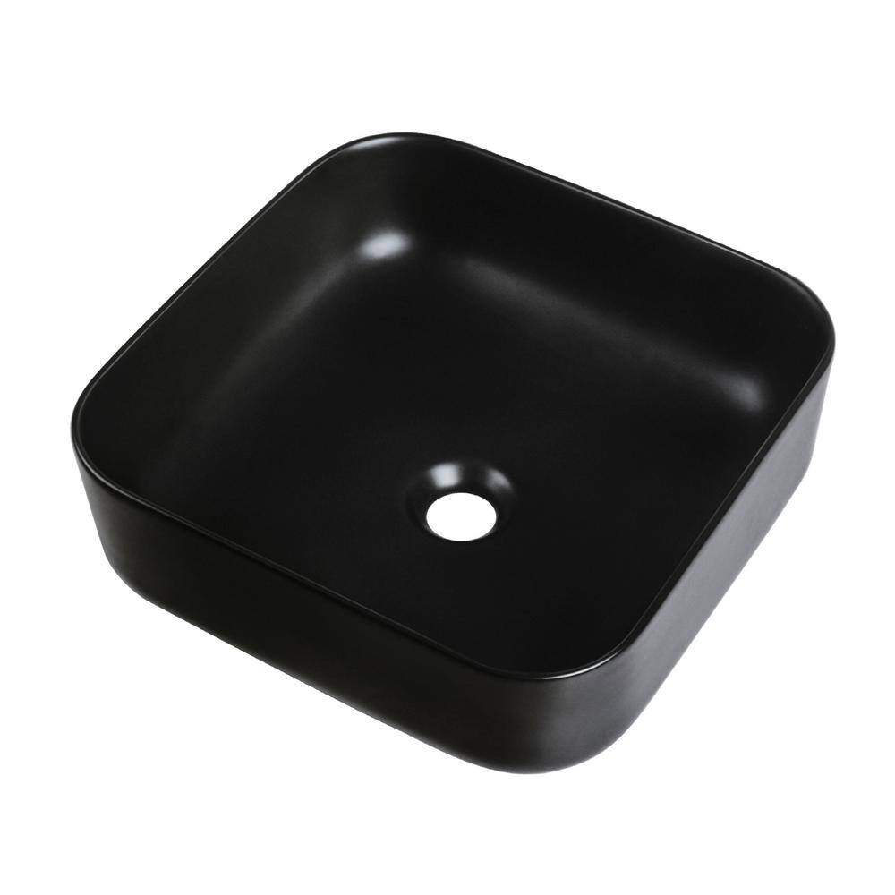 Matte Black Ceramic Square Above-Counter Bathroom Sink