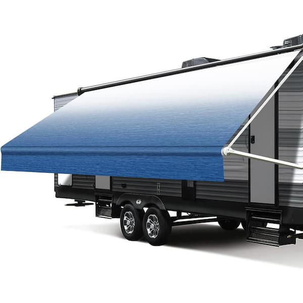 17 ft. Heavy-Duty Vinyl Camper Canopy Replacement Universal Outdoor Awning for RV Motorhome Sapphire Blue Fade
