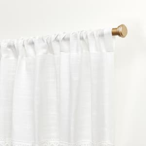 Dunbar White Solid Light Filtering Rod Pocket Curtain, 50 in. W x 96 in. L (Set of 2)
