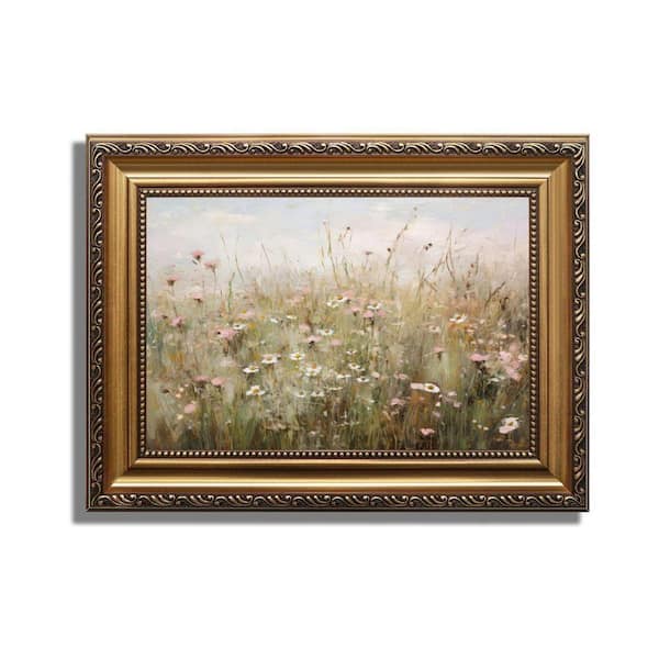 Wood Framed Vintage Floral Wall Art in Dark Moody Flower Wall