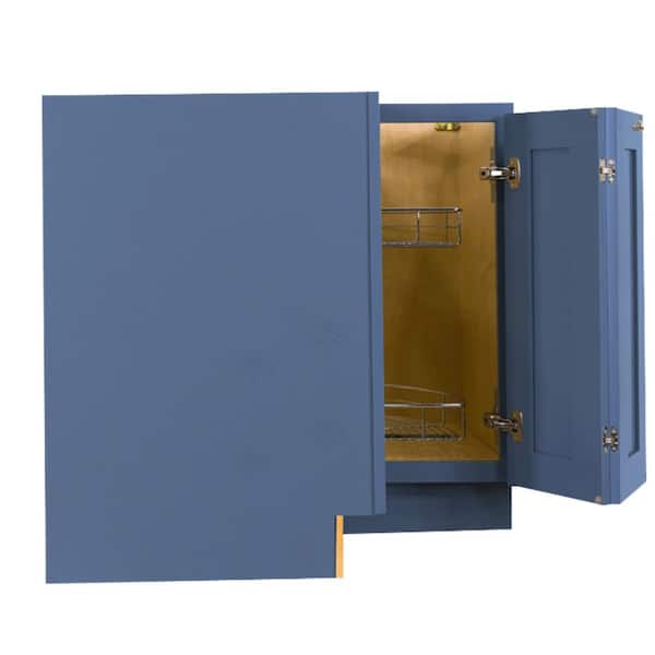 Lancaster Blue Plywood Shaker Stock Assembled Lazy Susan Kitchen Cabinet (36 in. W x 34.5 in. H x 24 in. D)