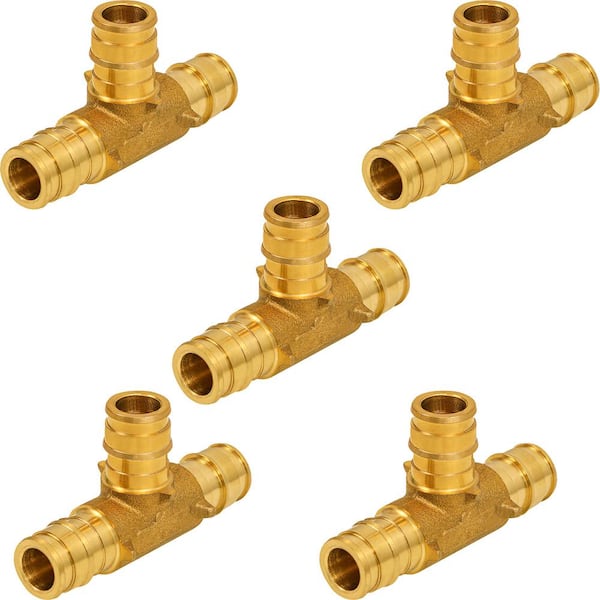 PLUMBFLEX 3/8 in. 90-Degree PEX A Expansion Pex Tee, Lead Free Brass For Use in Pex A-Tubing (Pack of 5)