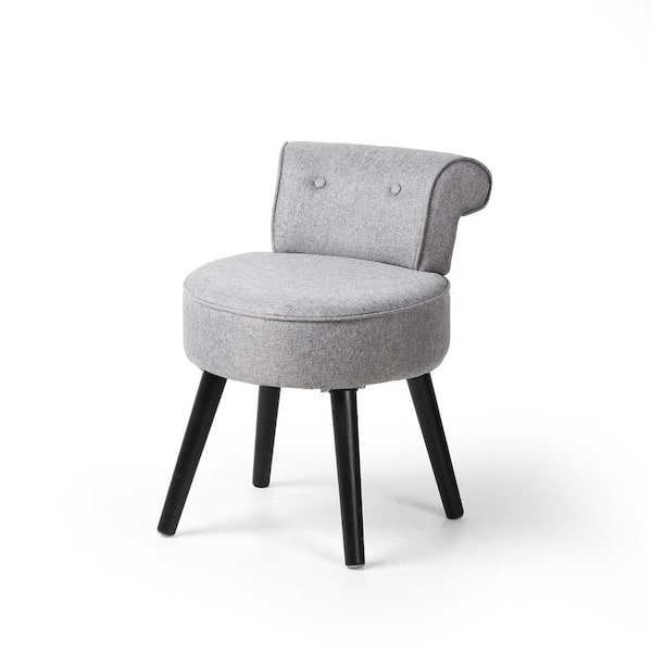 VEIKOUS Modern Gray Solid Wood Vanity Stool Makeup Seats With Upholstered 17 in. W x 17 in. D x 24.4 in. H