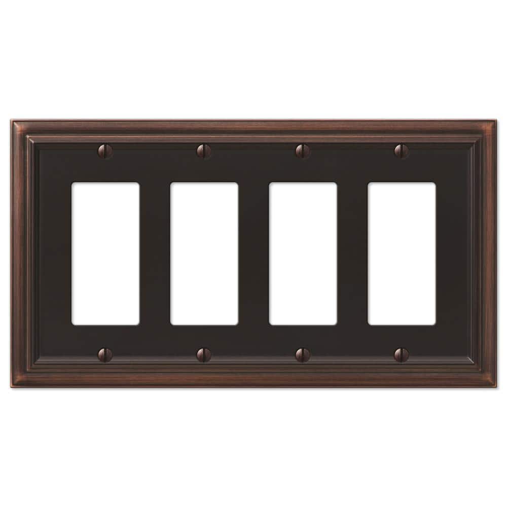 Continental Aged Bronze 4-Gang Metal Wall Plate