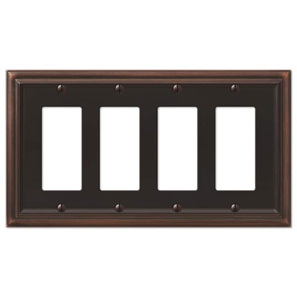 AMERELLE Continental 4 Gang Rocker Metal Wall Plate - Aged Bronze