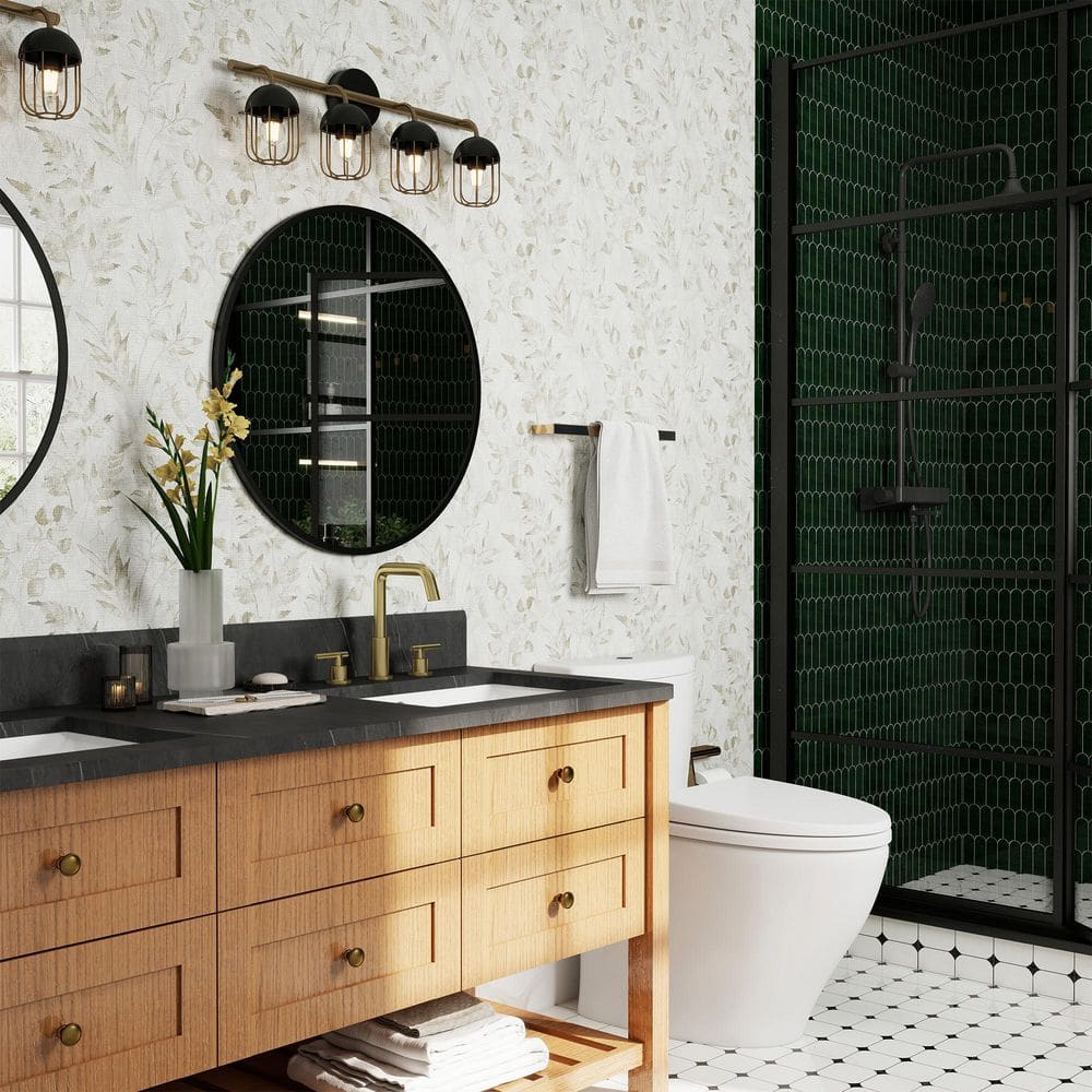 Brushed Gold Solid Brass Widespread Bathroom Faucet