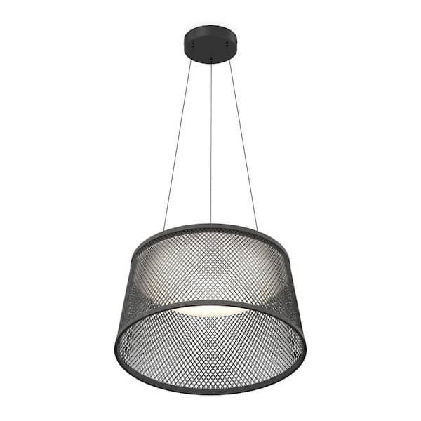 Adrian 23-Watt 1 Light Black Modern 3 CCT Integrated LED Pendant Light Fixture for Dining Room or Kitchen