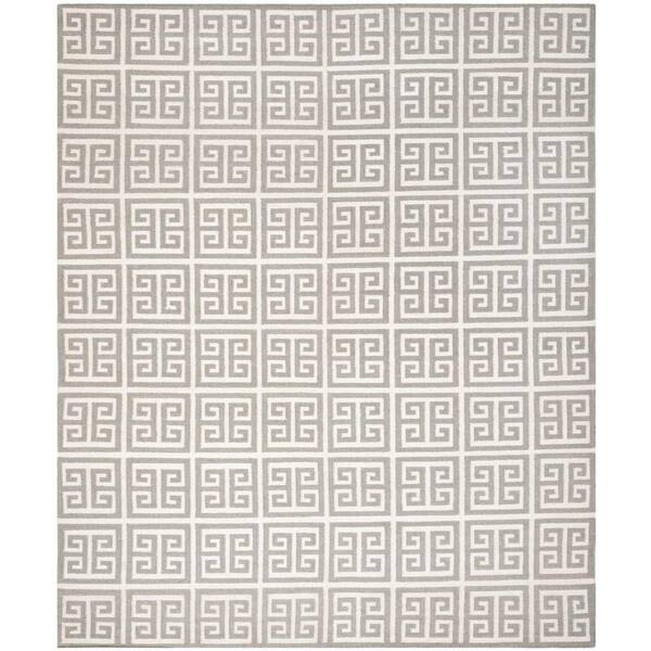SAFAVIEH Dhurries Grey/Ivory 8 ft. x 10 ft. Area Rug
