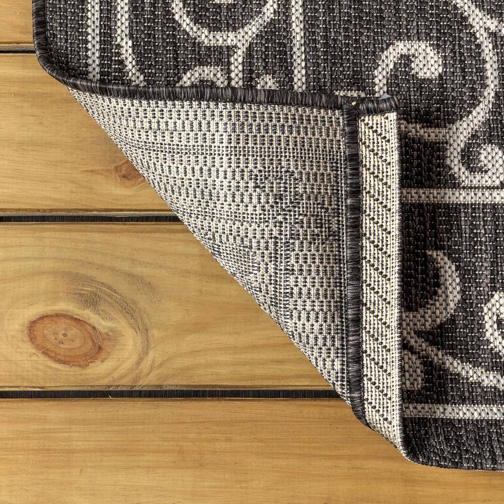 Black and Gray Synthetic Flat Woven Reversible Area Rug