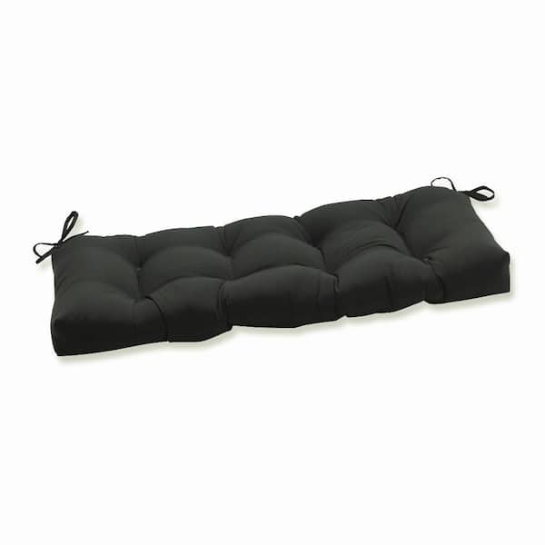 Pillow Perfect Solid Rectangular Outdoor Bench Cushion in Black