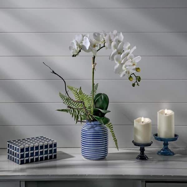 23 in. White Artificial Amalfi Coast Orchid in Pot