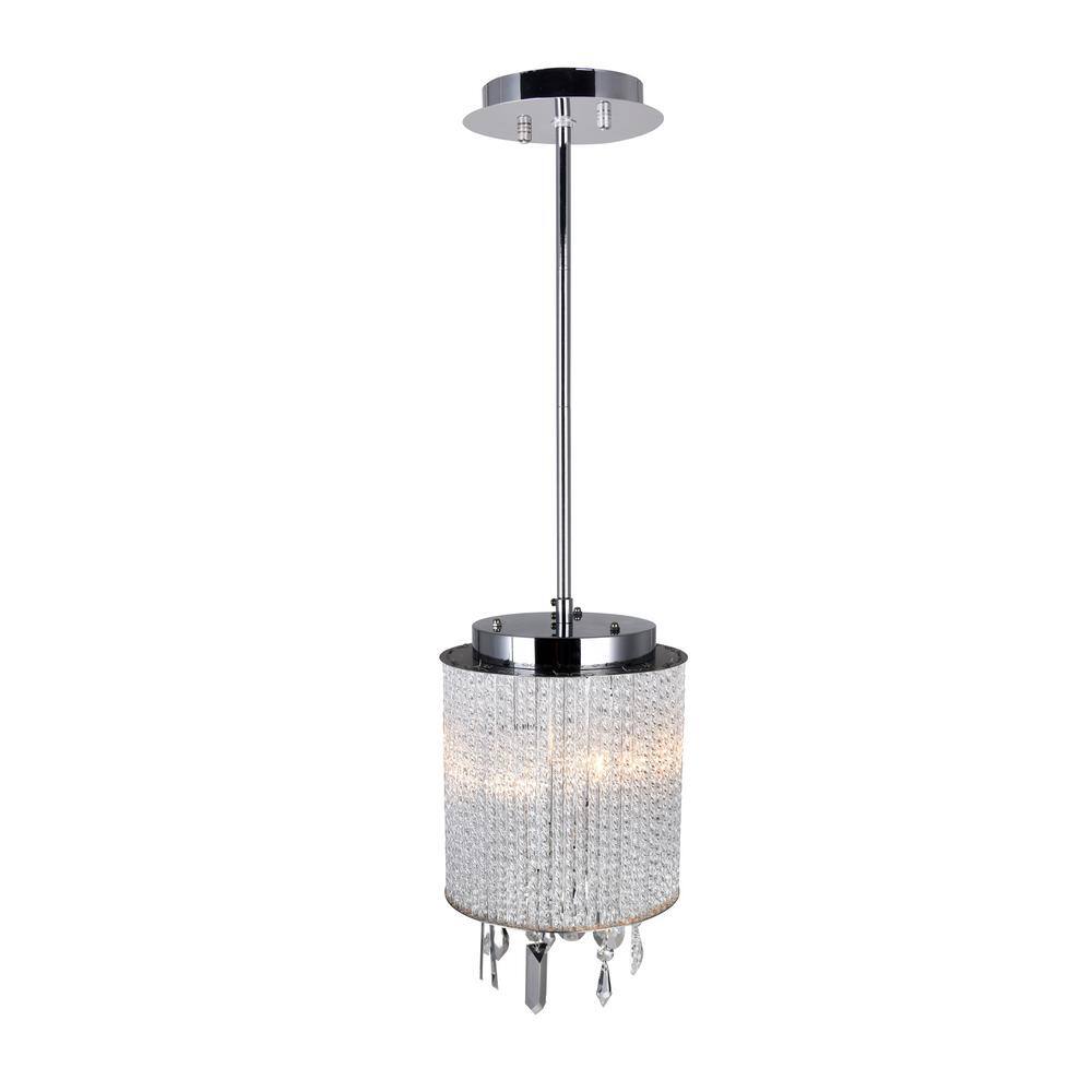 Benson Mini Drum LED Pendant in Sparkling Chrome and Crystal