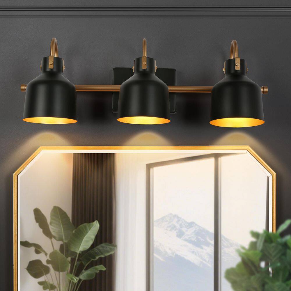 22.4 in. 3-Light Modern Transitional Black Metal Bathroom Vanity Light With Bell Shades price history on PriceWatchPro