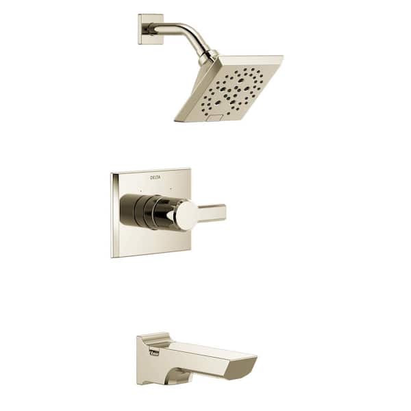 Delta Pivotal 1-Handle Wall-Mount Tub and Shower Trim Kit in Lumicoat Polished Nickel with H2Okinetic (Valve Not Included)