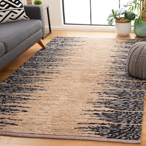 Natural Fiber Beige/Black 8 ft. x 10 ft. Transition Marle Area Rug