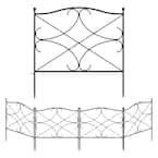 24.4 in. H x 23.6 in. W Black Metal Garden Fence Panel Outdoor Rustproof Decorative Garden Fence (5-Pack)