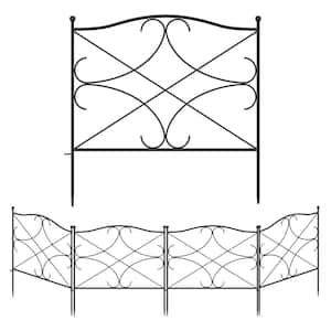24.4 in. H x 23.6 in. W Black Metal Garden Fence Panel Outdoor Rustproof Decorative Garden Fence (5-Pack)