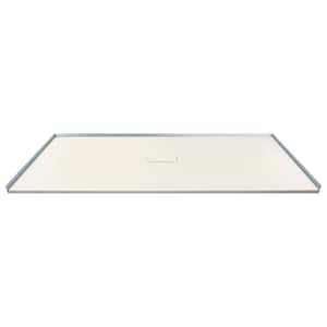 Zero Threshold 60 in. L x 39.4 in. W Customizable Threshold Alcove Shower Pan Base with Center Drain in Cameo