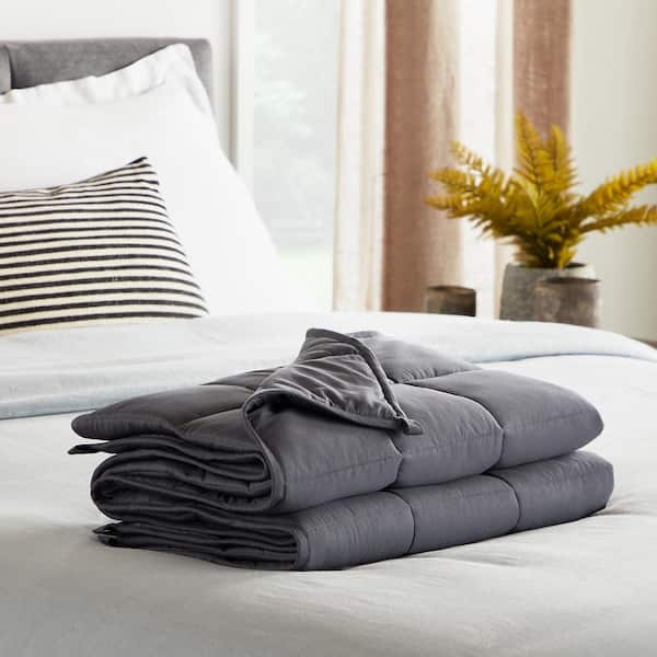 Lucid Comfort Collection 15 lbs. 60 in. x 80 in. - Queen - Gray Weighted Blanket