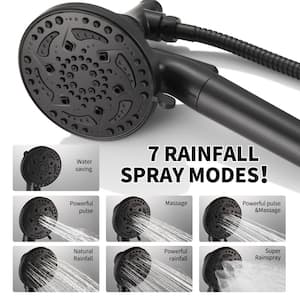 Multi-functional Single Handle 7-Spray Patterns 4.92 in. Shower Faucet 1.8 GPM with Filtered in Black (Valve Included)