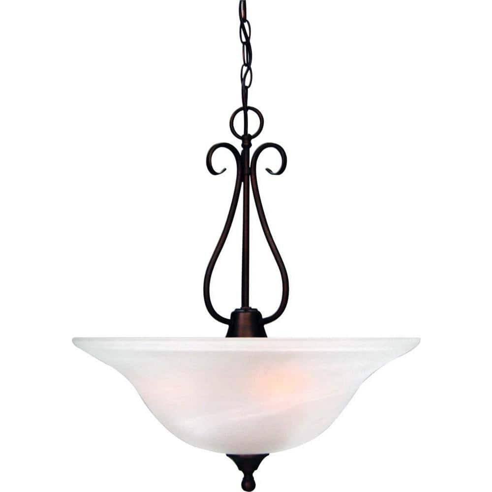 Minster Antique Bronze 3-Light Bowl Pendant with Alabaster Glass Shade