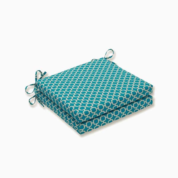 Pillow Perfect 20 in. x 20 in. Outdoor Dining Chair Cushion in Green/White (Set of 2)