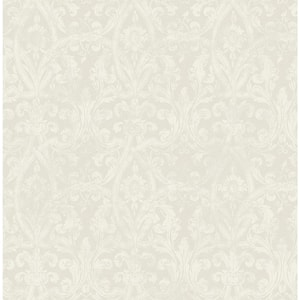 Damask Fleur de Lis Beige Paper Non Pasted Strippable Wallpaper Roll (Cover 56.05 sq. ft.)