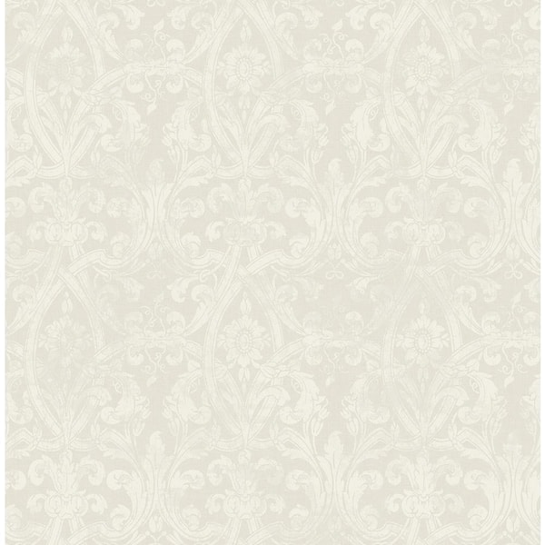 CASA MIA Damask Fleur de Lis Beige Paper Non Pasted Strippable Wallpaper Roll (Cover 56.05 sq. ft.)