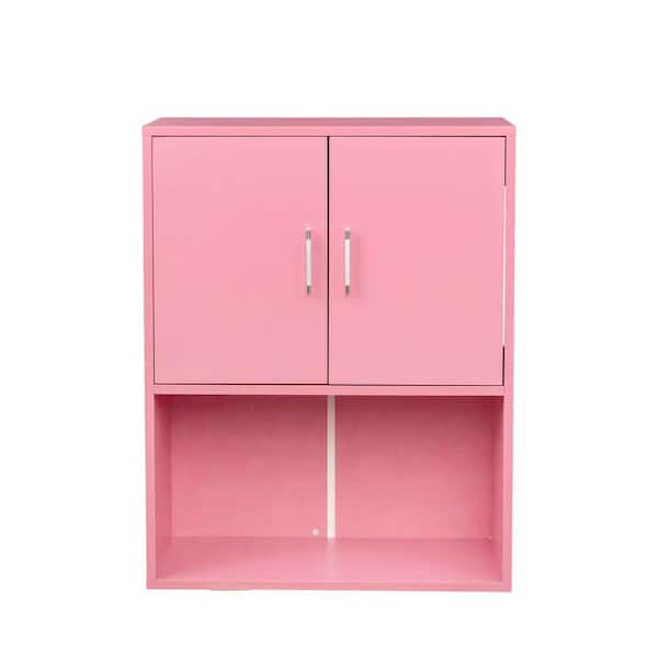 COWLOWN 23.62 in. W x 11.02 in. D x 30 in. H Bathroom Storage Wall Cabinet in Pink