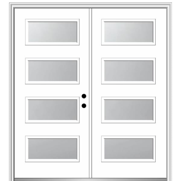 MMI DOOR Celeste 72 in. x 80 in. Left-Hand Inswing 4-Lite Frosted Glass Primed Fiberglass Prehung Front Door on 4-9/16 in. Frame