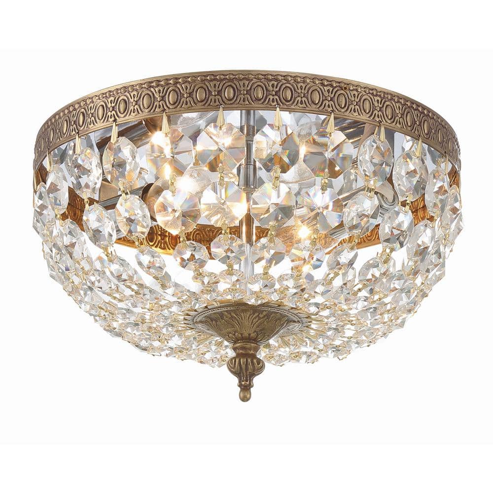 Ceiling Mount 10 in. 2-Light Olde Brass Flush Mount price history on PriceWatchPro