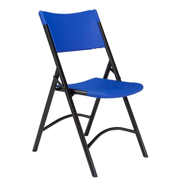 National Public Seating NPS 600 Blue Blow Molded Metal Frame Folding Chair, Pack of 4