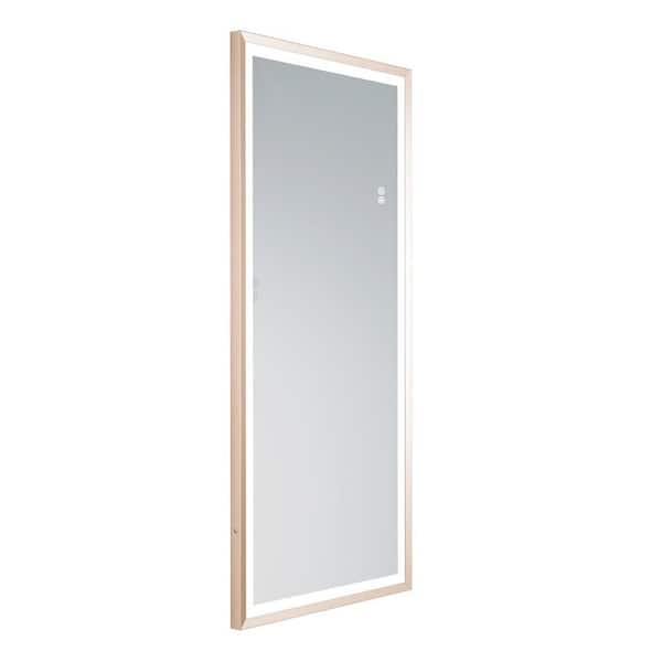 EPOWP 22 in. W x 48 in. H Rectangular Aluminum Framed Anti-Fog LED Wall Bathroom Vanity Mirror in Matte Gold