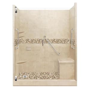Roma Freedom Grand Hinged 34 in. x 60 in. x 80 in. Left Drain Alcove Shower Kit in Brown Sugar and Chrome Hardware