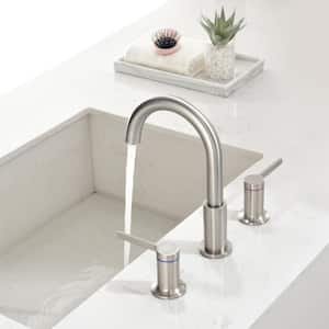 8 in. Widespread Double Handle 3 Hole Brass Bathroom Sink Faucet in Brushed Nickel