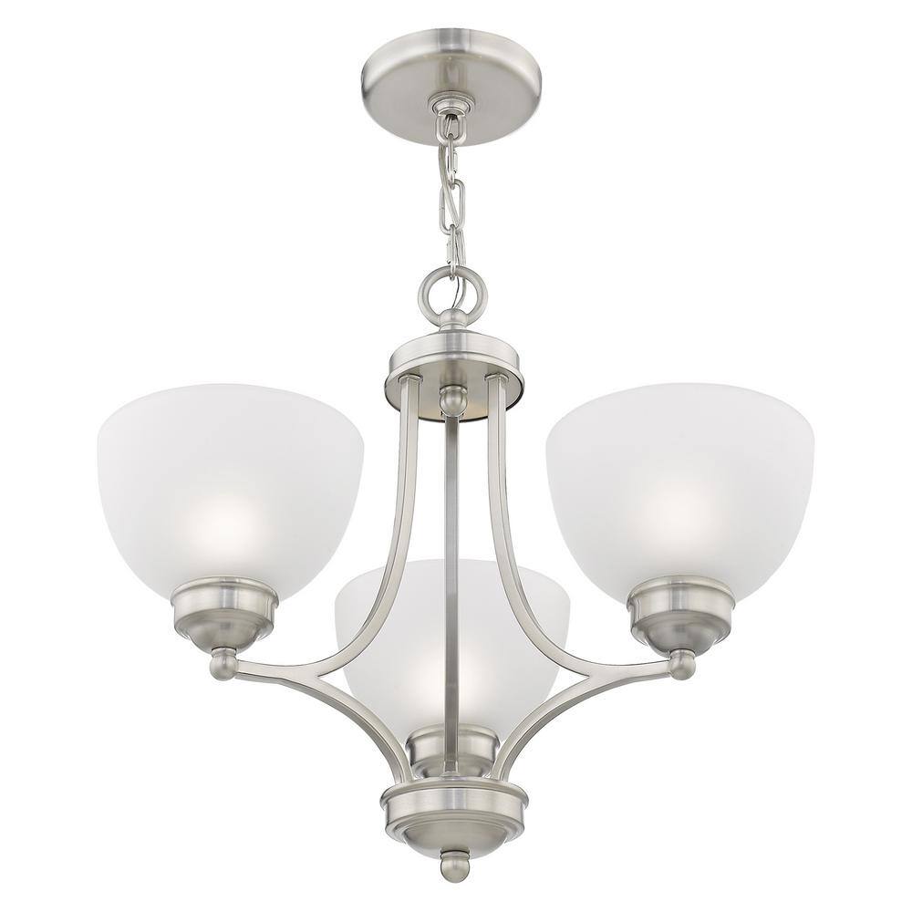 Somerset Brushed Nickel 3-Light Chandelier with Satin Glass
