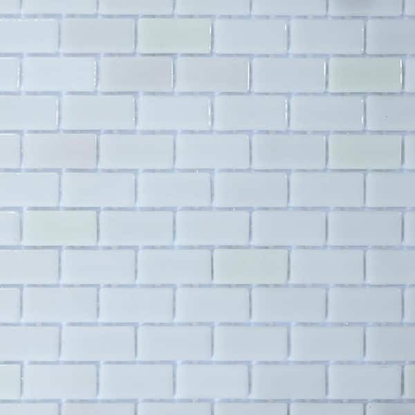 The Tile Doctor Glass Tile Love White Hot 22.5 in. x 13.25 in. White Subway Glossy Glass Mosaic Tile (9.68 sq. ft./case)