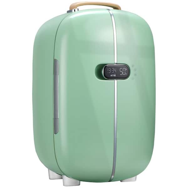 HOMCOM Portable Professional Skincare Mini Fridge in Green with 12L Cooler and Warmer Beauty