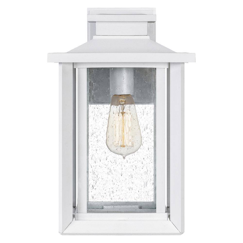 White Coastal Armour Outdoor Wall Lantern with Clear Seedy Glass
