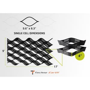 9 ft. x 17 ft. x 4 inch Geocell Black Honeycomb Ground Grid HDPE Plastic Paver (160 sq. ft.)