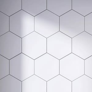 Kenzo White Hexagon 7.7 in. x 8.9 in. Matte Porcelain Floor and Wall Tile (9.05 sq. ft./Case)