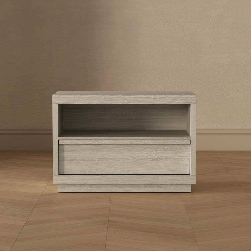 Navis Contemporary Whitewashed Oak 1-Drawer 32 in. W Nightstand
