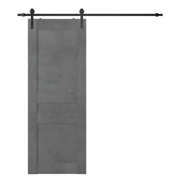 Belldinni Vona 24 in. x 80 in. Dark Urban Composite Core Wood Sliding Barn Door with Hardware Kit