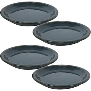 9 in. Forest Lake Green Ceramic Planter Saucer (Set of 4)