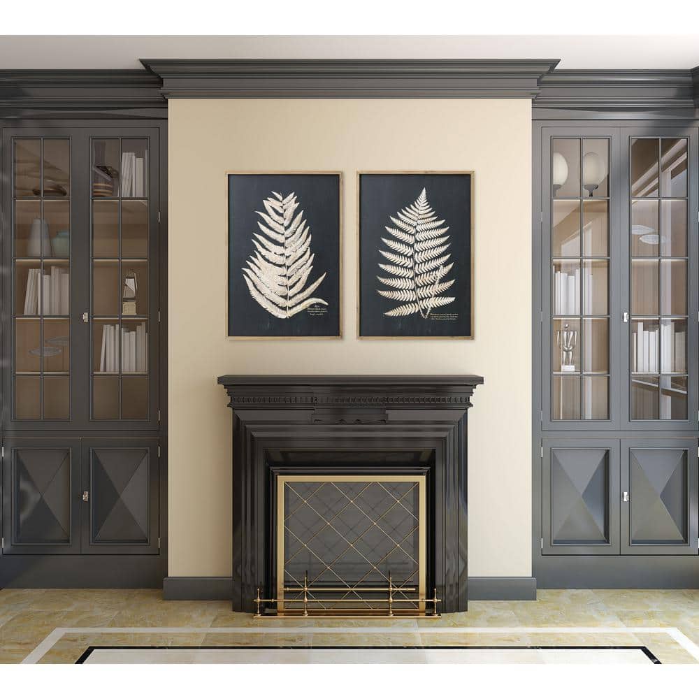 Set of 2 Black and White Fern Leaf Framed Canvas Prints