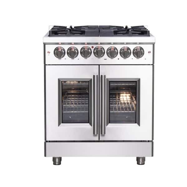 Forno Massimo 30 in. 5 Burner Freestanding French Door Dual Fuel Range in Stainless Steel