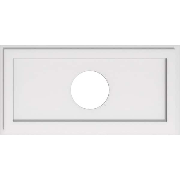 Ekena Millwork 28 in. W x 14 in. H x 6 in. ID x 1 in. P Rectangle Architectural Grade PVC Contemporary Ceiling Medallion